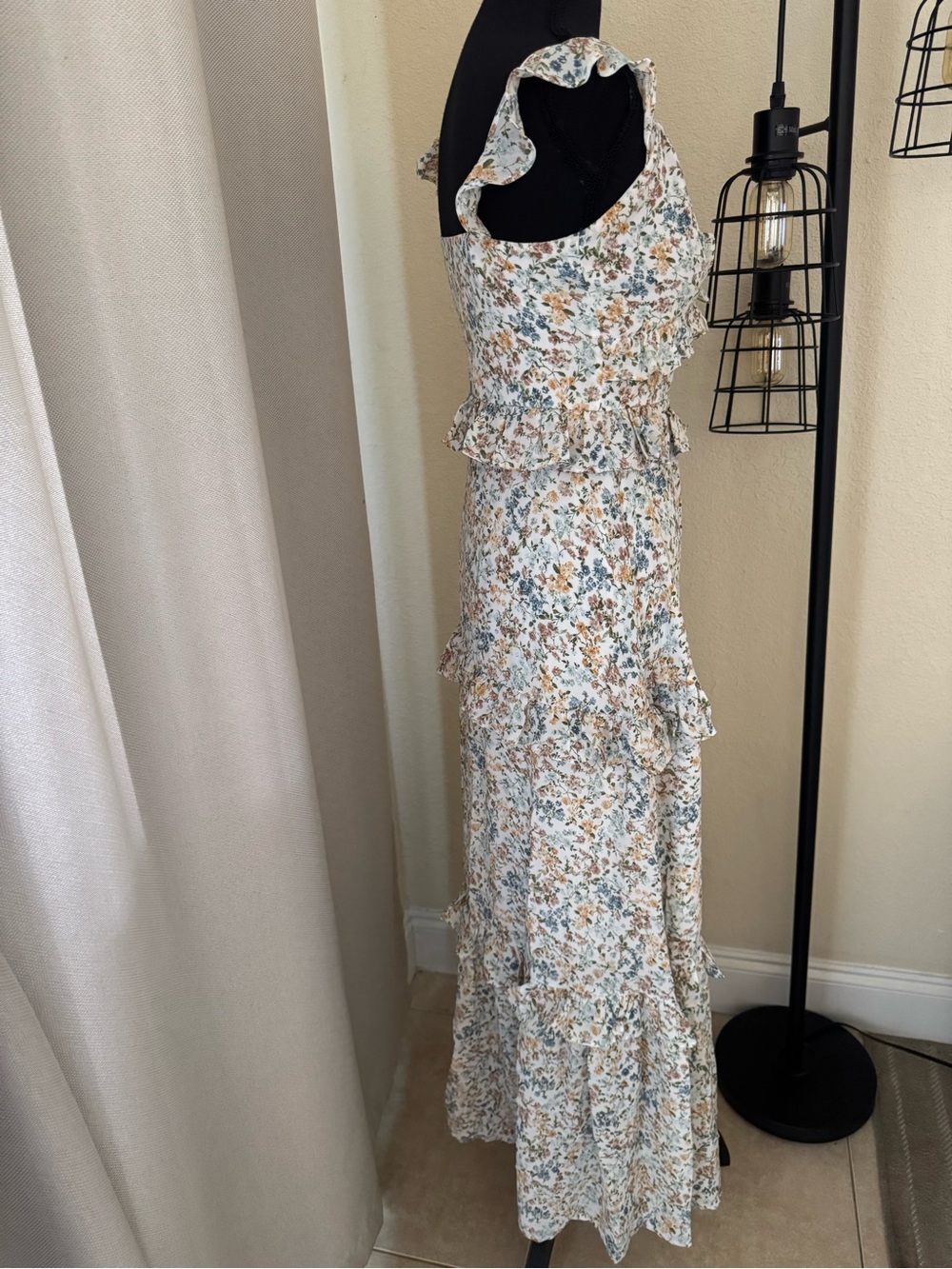 Altar’d State Floral Ruffle Maxi Dress Cottagecore Boho Prairie XS - Picture 5 of 9